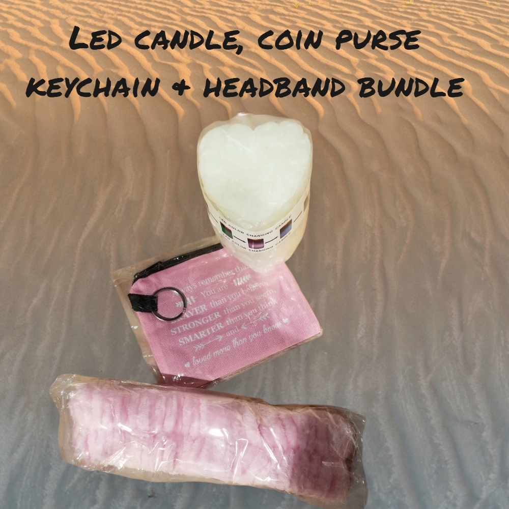 LED Rose Candle, Headband & Keychain Bundle